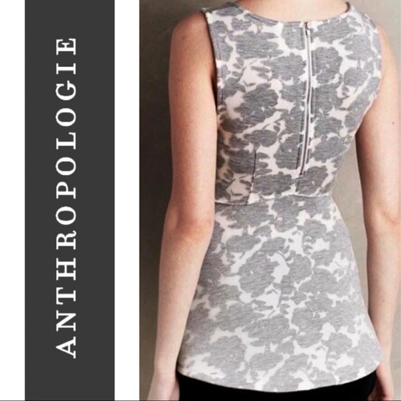 Anthropologie Akemi + Kin Floral Peplum Top Grey  Size Small - Picture 4 of 8